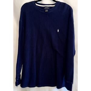 Polo Ralph Lauren Men's Size 2X Navy Blue Classic Waffle Knit Long Sleeve Shirt